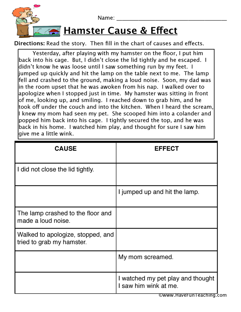 The Cause And Effect Worksheet For Reading With Pictures On It