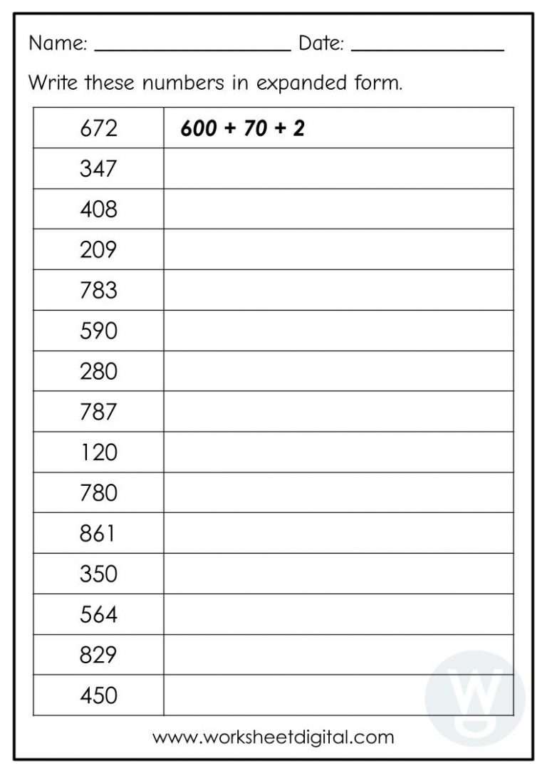 The Expanded Form To 100 Sheet 1 Worksheet With Numbers In Expanded Form 2