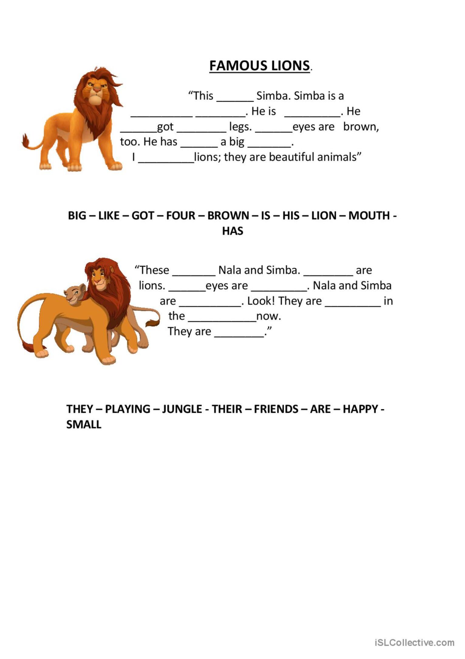 The Lion King Worksheet By Miss Monty Amp 39 S English Class Tpt