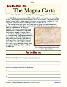 The Magna Carta Worksheet For 9Th 12Th Grade Lesson Planet