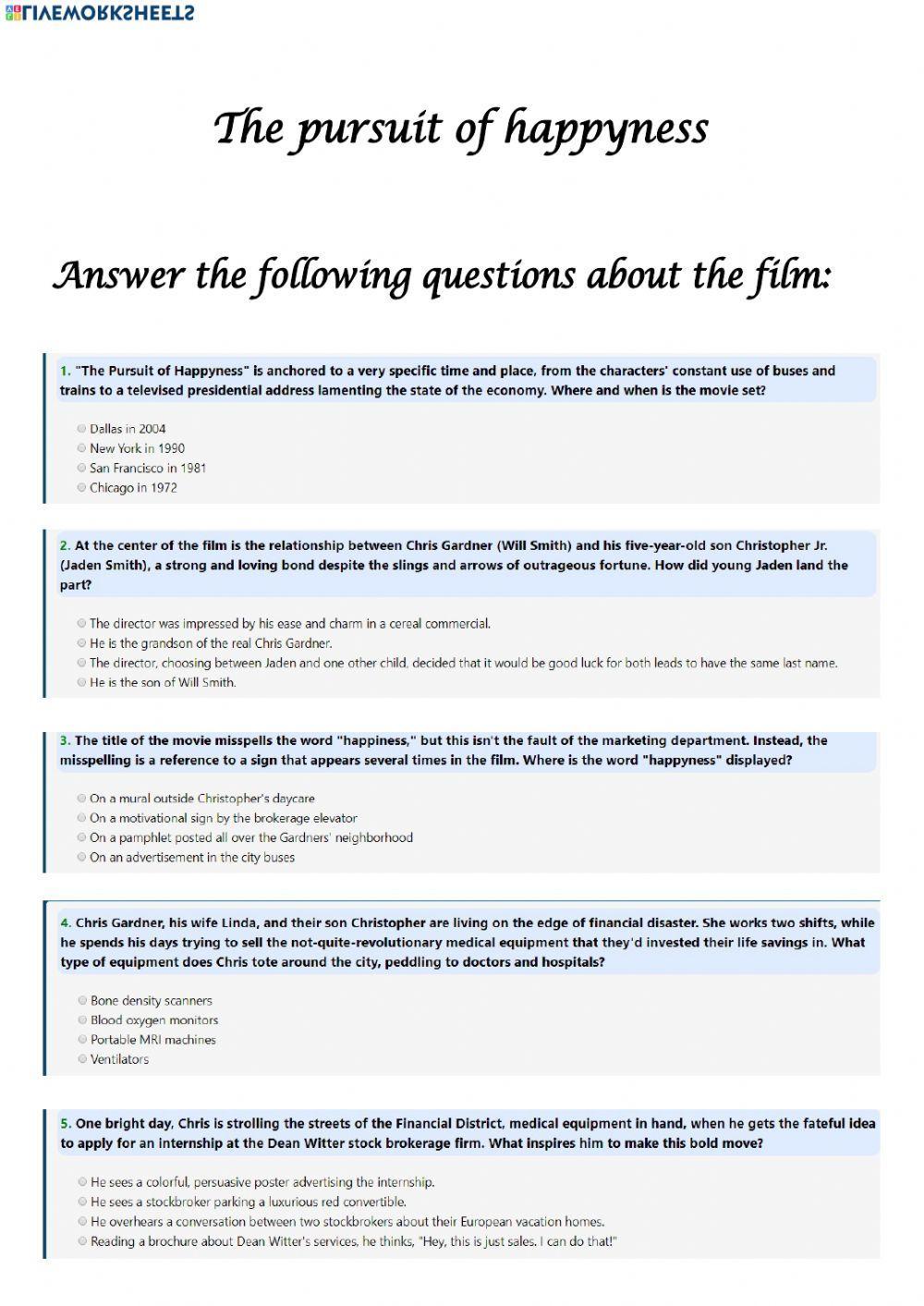 The Pursuit Of Happyness Worksheet Docx The Pursuit Of Happyness