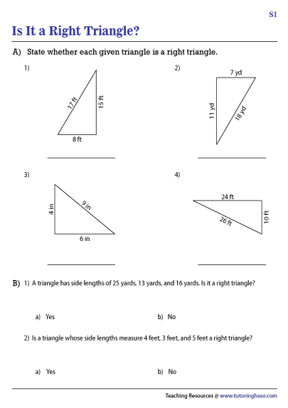 The Pythagorean Theorem And Its Converse Worksheets