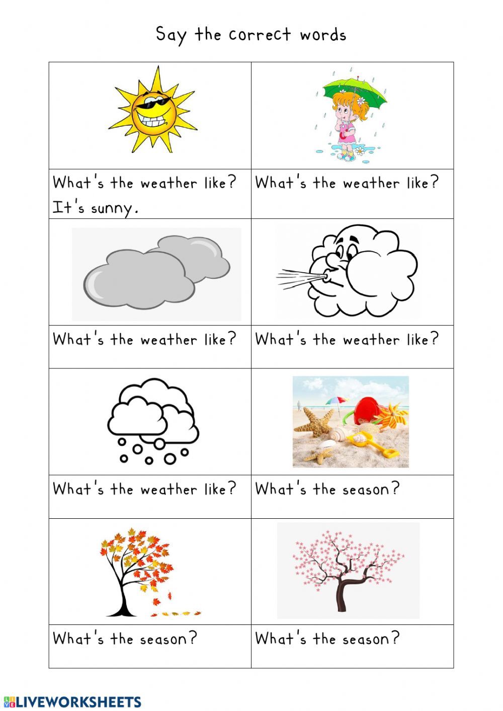 The Seasons Activity Worksheet For Preschools With Images Weather