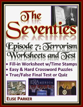 The Seventies Episode 7 Worksheets Puzzles And Test By Elise Parker Tpt