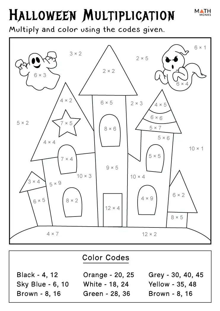 The Spooky Multiplication Halloween Worksheet Helps Students Practice