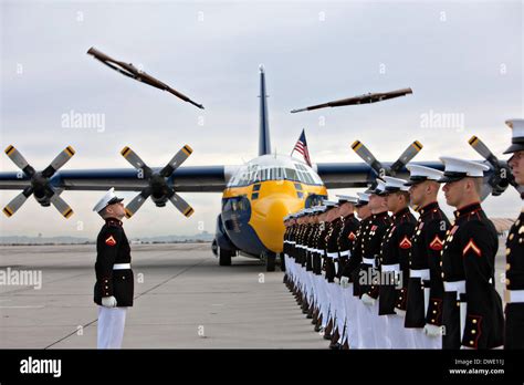 The Us Marine Corps Blue Angels C 130 Hercules Aircraft Stock Photo Royalty Free Image