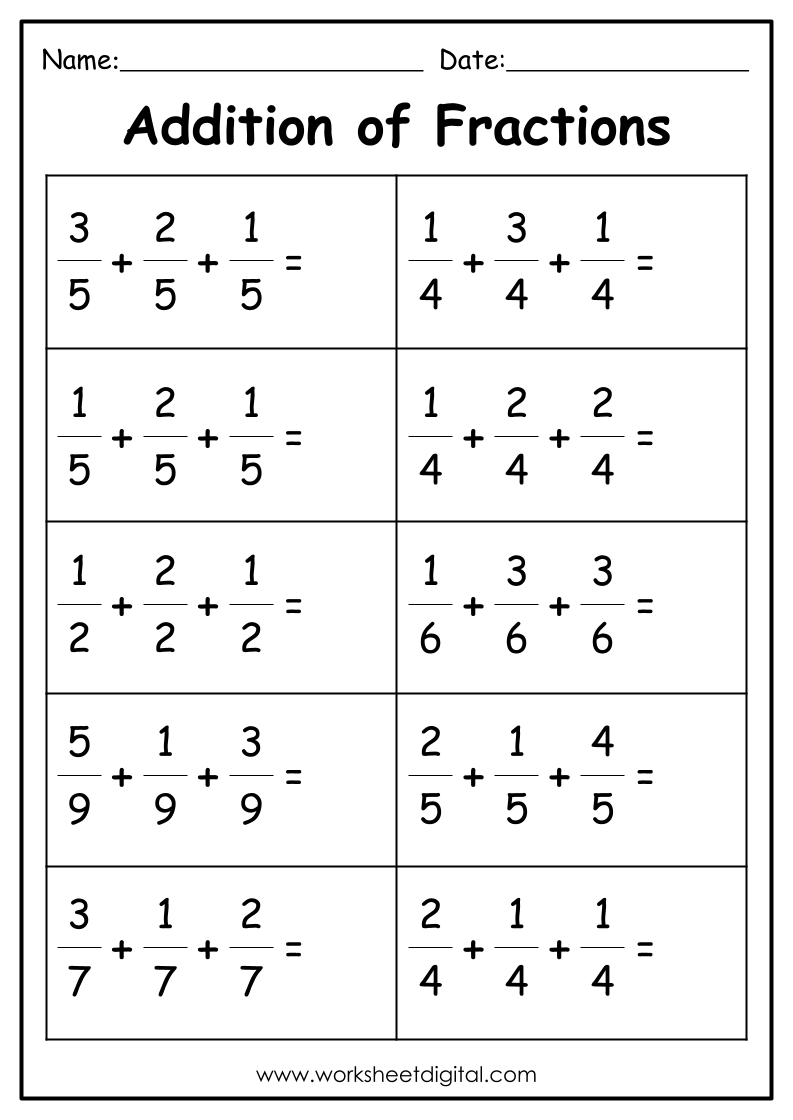 The Worksheet For Adding To Fraction Numbers