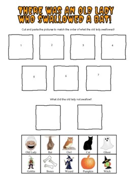 There Was An Old Lady Who Swallowed A Bat Wh Questions Sequencing