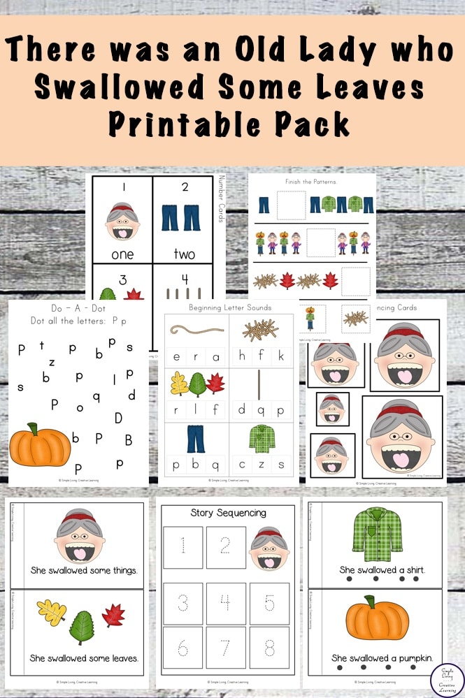 Free Printable Worksheets: Old Lady Who Swallowed Leaves