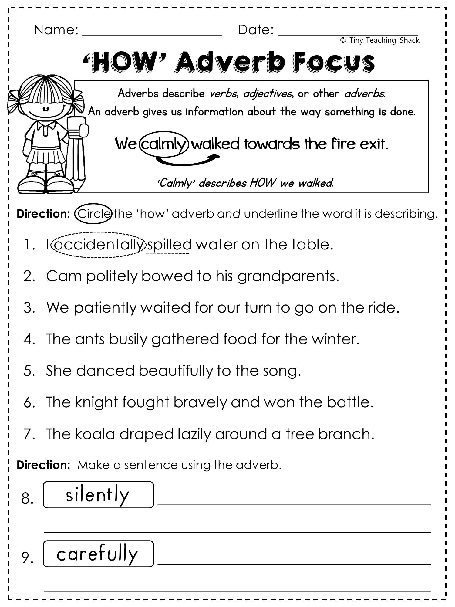 Third Grade Adverbs Worksheets All Kids Network