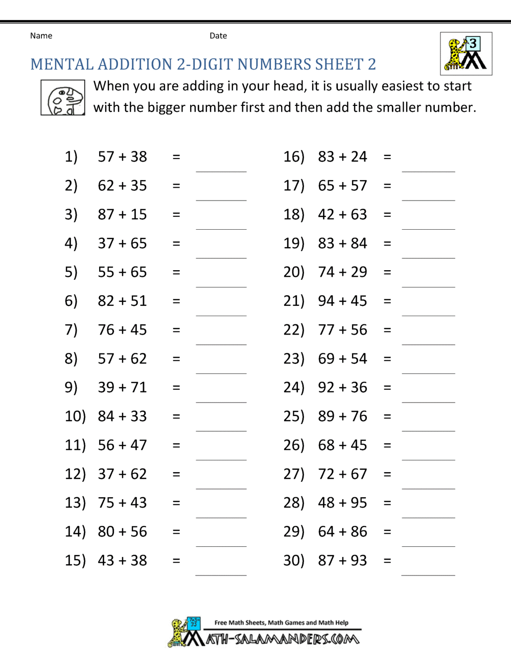 Third Grade Math Worksheets