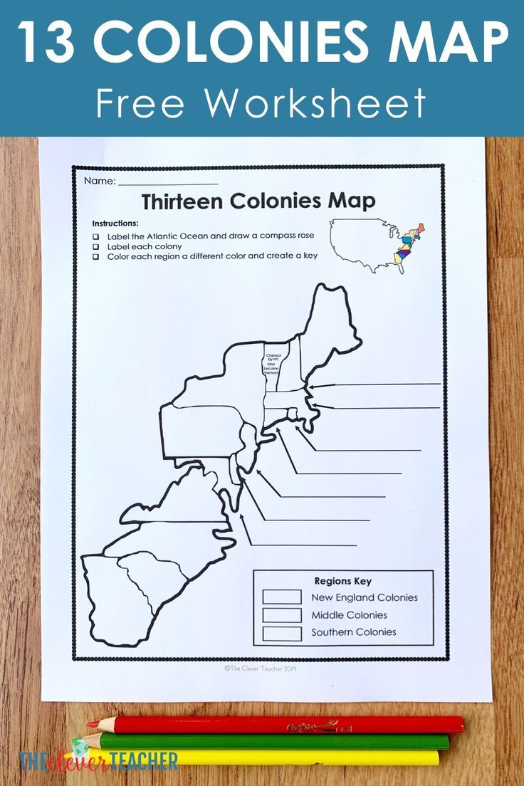 Thirteen Original Colonies Map Worksheet Student Handouts