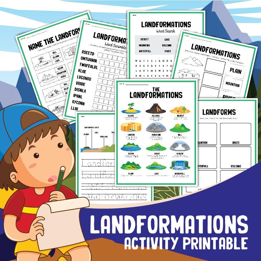 This 7 Page Landforms Activity Set Includes Six Fun Educational