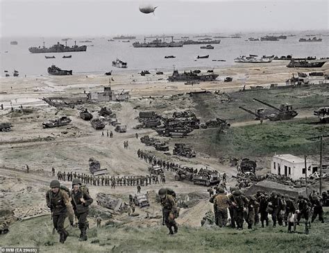 This Colourised Photograph Taken On Omaha Beach Shows Reinforcements Pouring Ashore On D