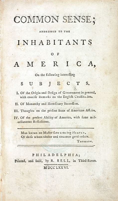 Thomas Paine 39 S Common Sense Pamphlet