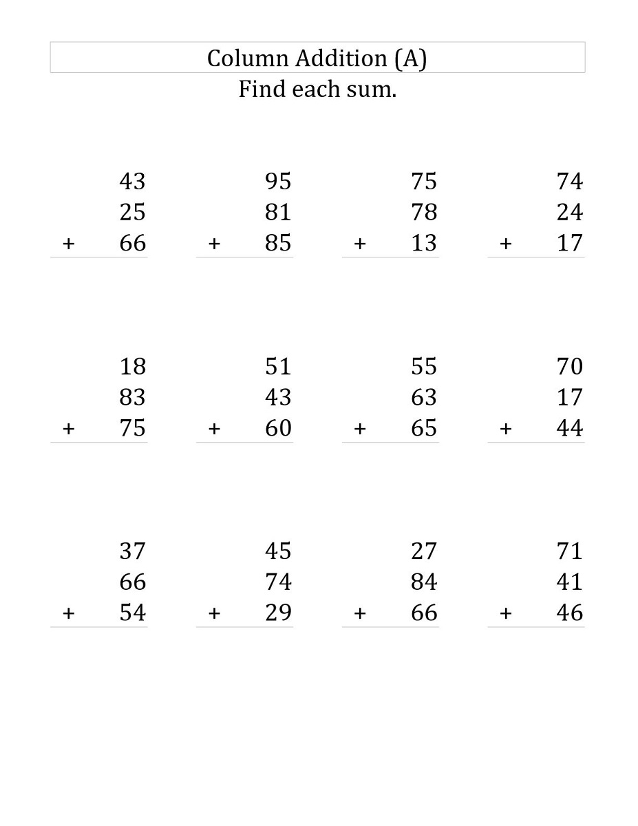 Three Addends Worksheet By Teach Simple