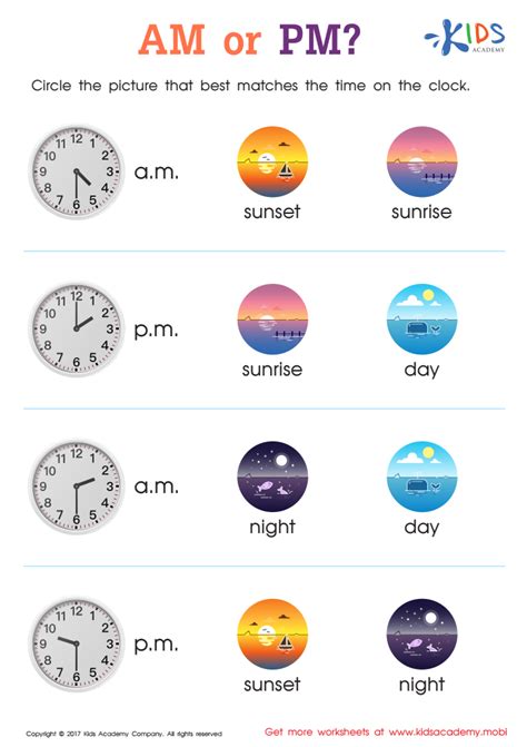 Time Am And Pm Worksheets