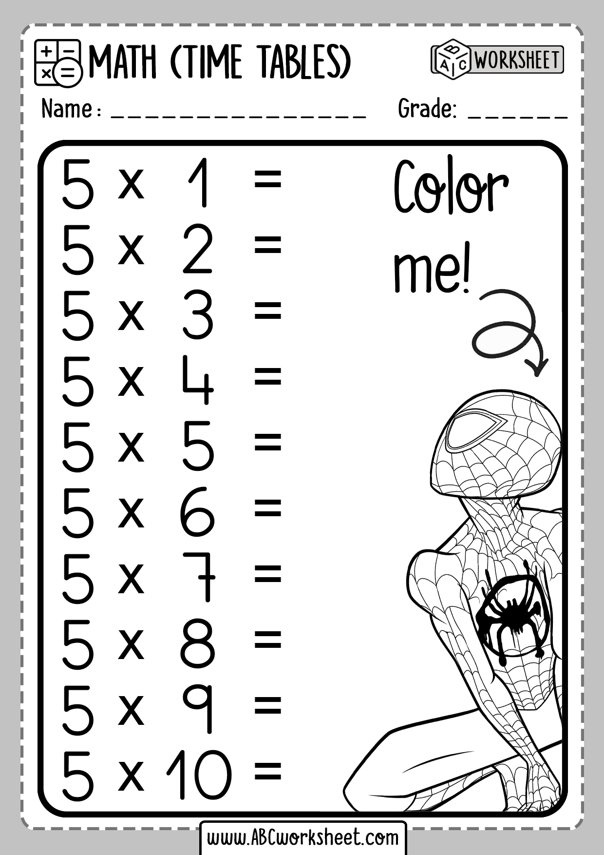 Times Table Worksheets Printable Worksheet24