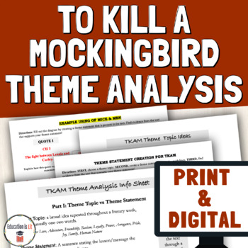 To Kill A Mockingbird Chapter Activities Theme Analysis Worksheets