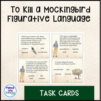 To Kill A Mockingbird Figurative Language Task Cards Literary Analysis