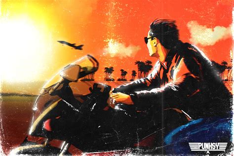 Top Gun Artwork Movies Motorcycle Retrowave Sergey Orlov Hd Wallpaper