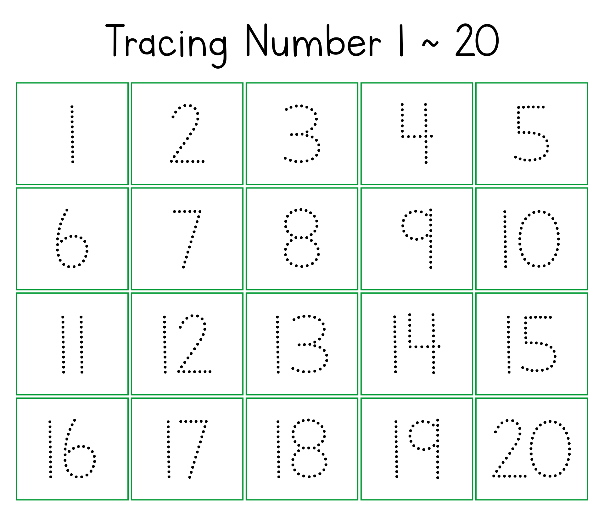 Tracing Numbers 1 20 Writing Numbers 1 20 Count And Trace By