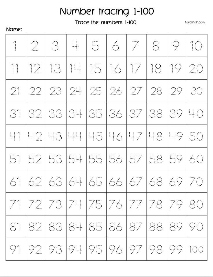 Tracing Numbers 1 To 100 Worksheet