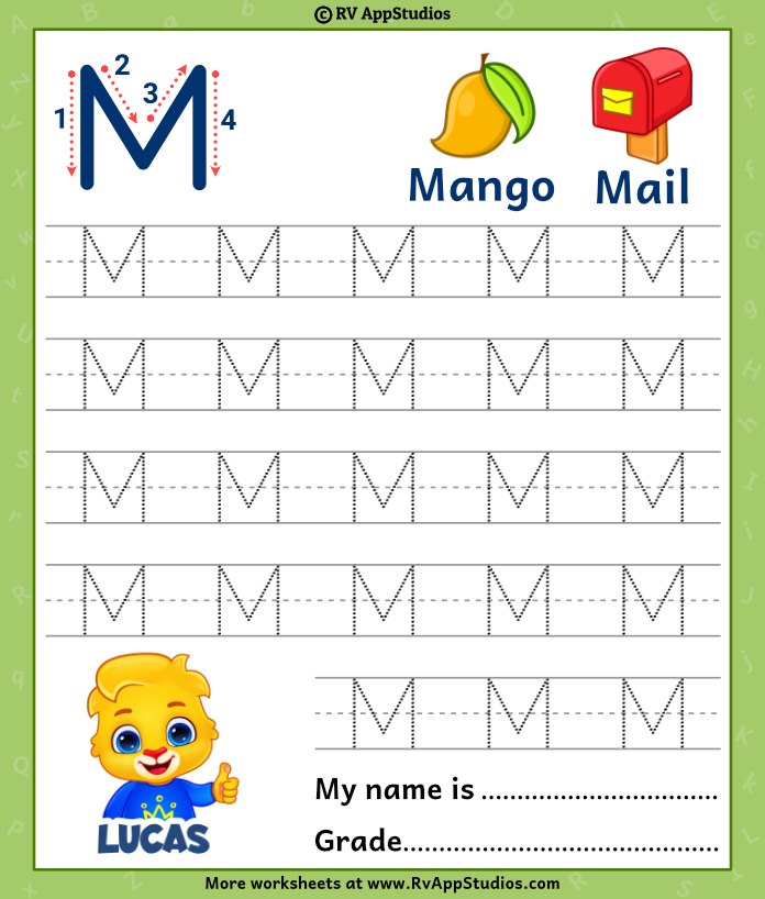 Tracing Worksheet For Letter M