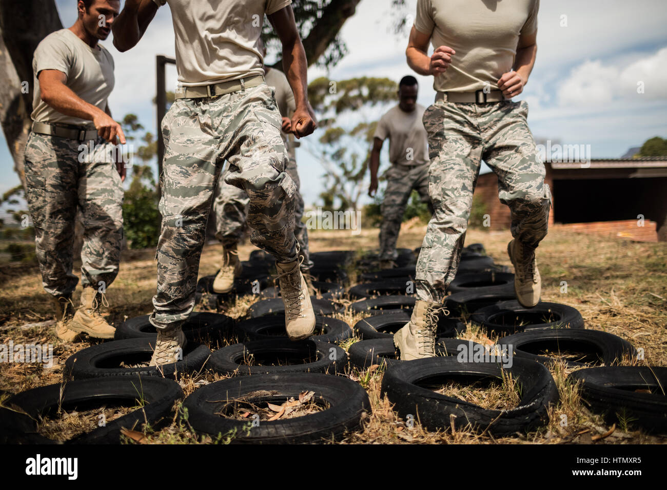 Trainer Giving Training To Military Soldiers At Boot Camp Stock Photo Alamy