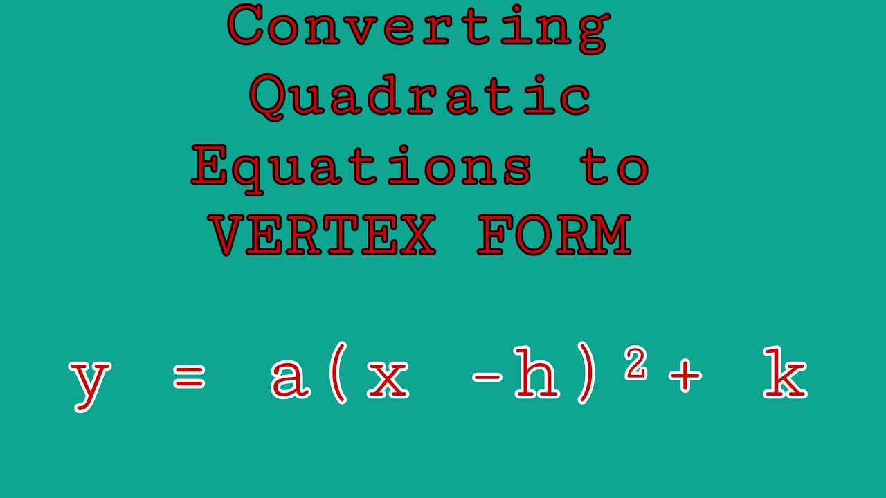 Translating Vertex Form Of Quadratic Function Youtube