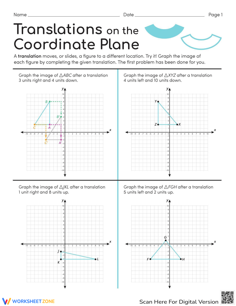 Translations In Coordinate Plane Worksheet