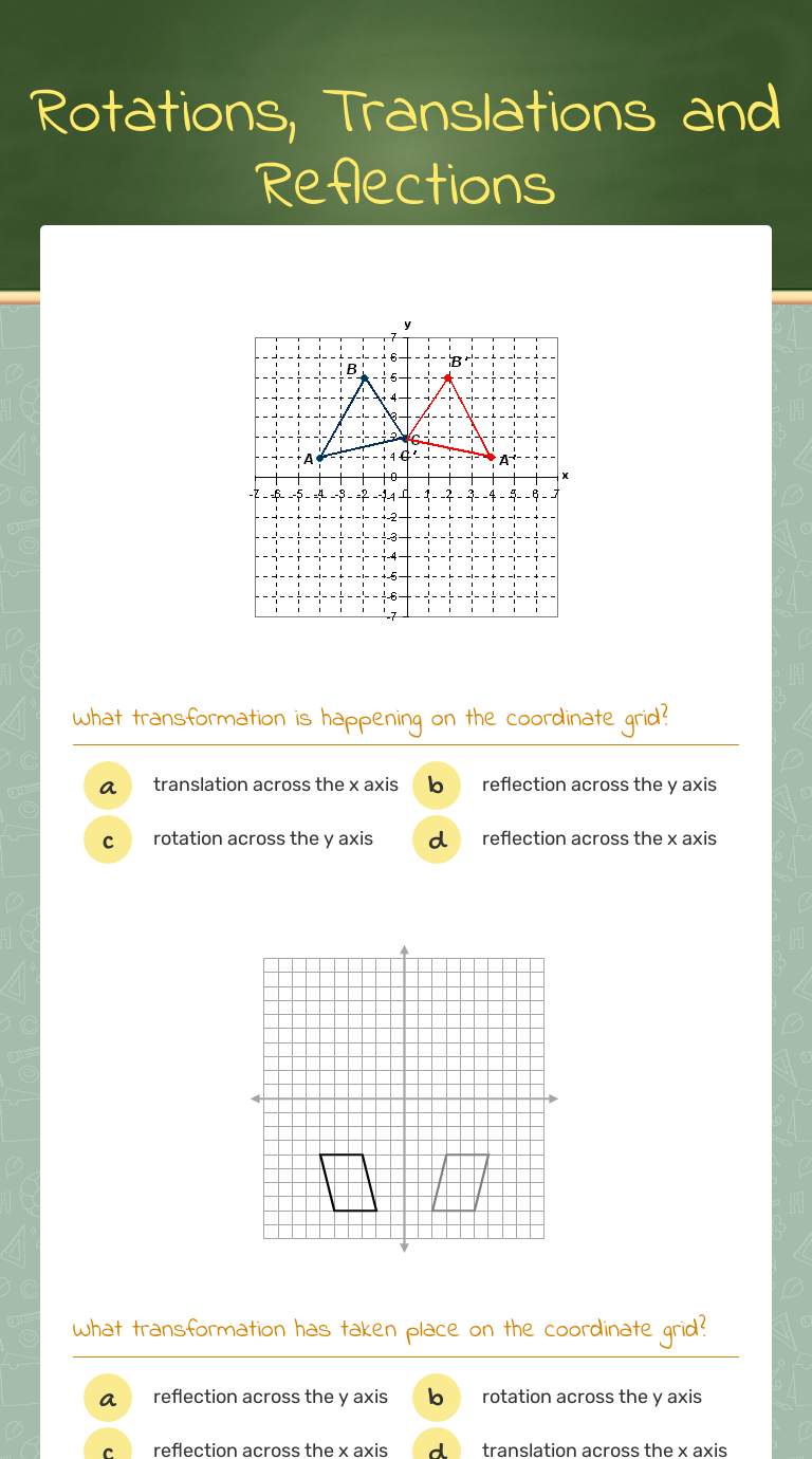 Translations Reflections And Rotations Worksheet E Street Light