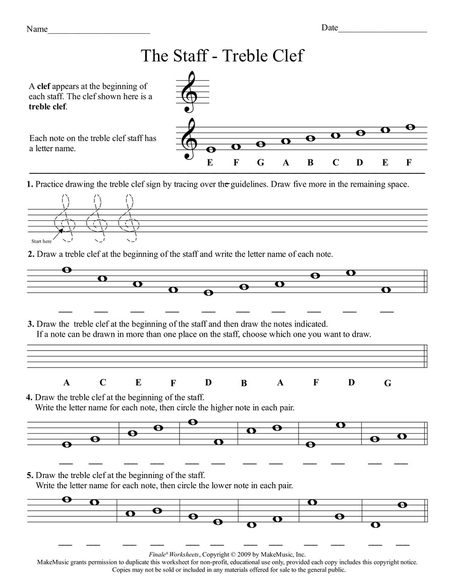 Master Treble Clef Easily with Our Worksheet