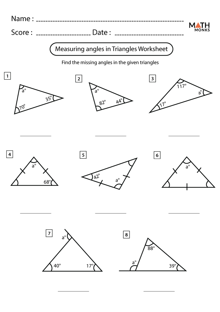 Triangle Angles Worksheet Grade 6