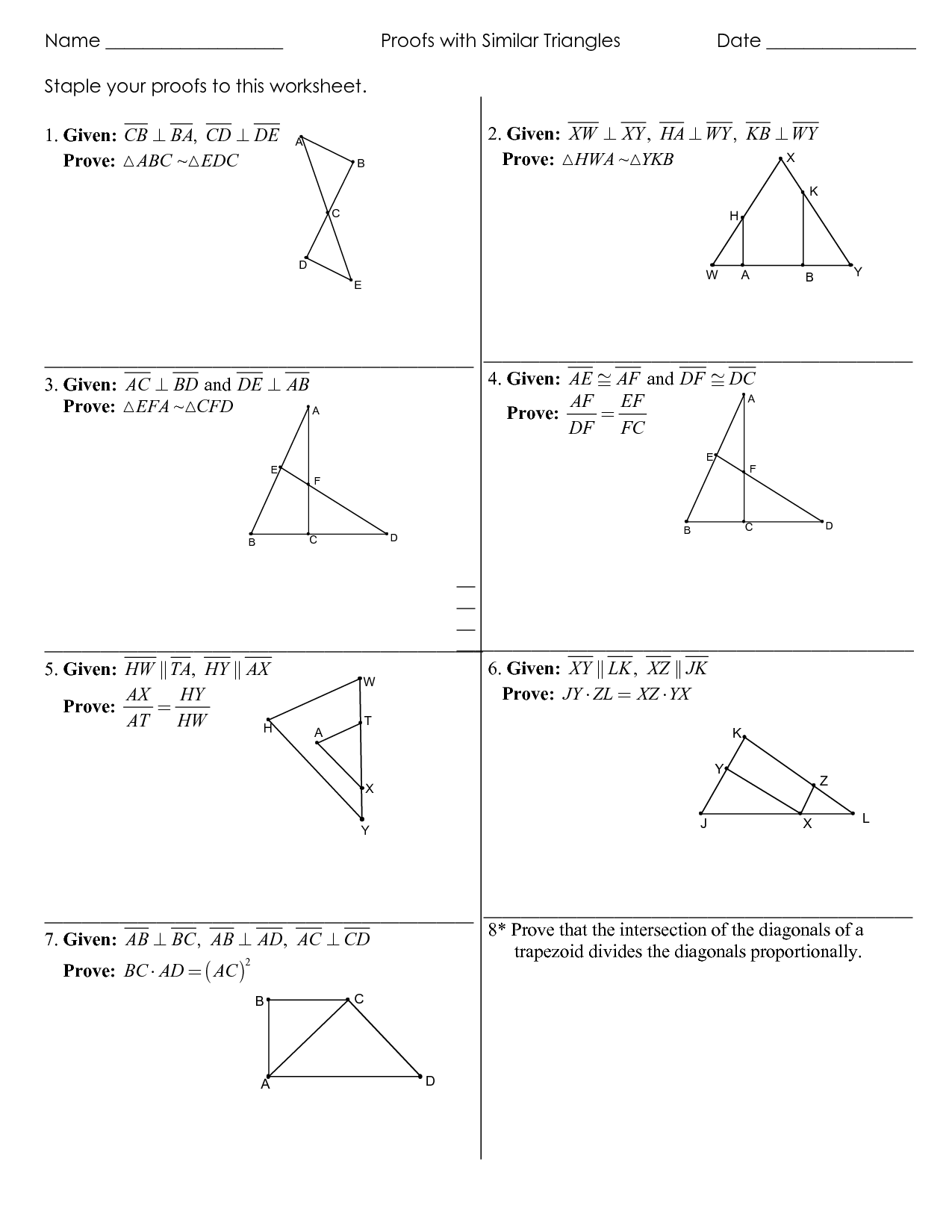 Triangle Congruence Proof Worksheets