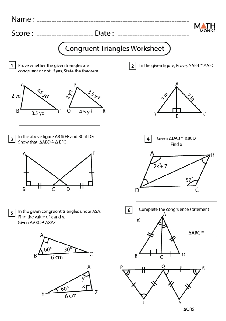 Triangle Congruence Theorems Worksheet Pdf