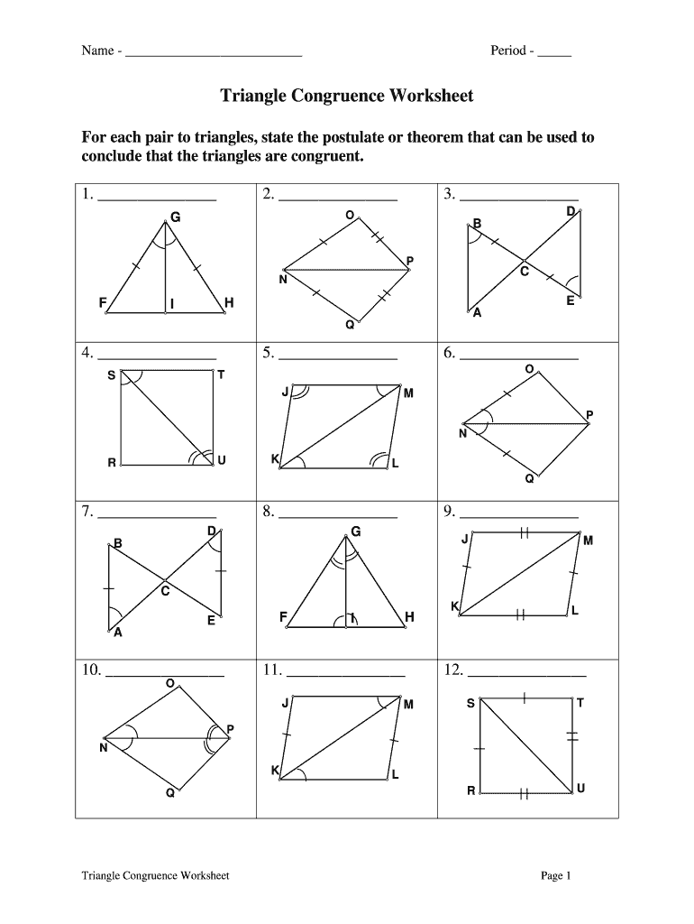 Triangle Congruence Worksheet Answer Key