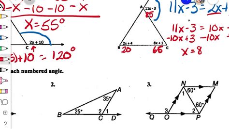 Triangle Sum Exterior Angle Theorem Youtube