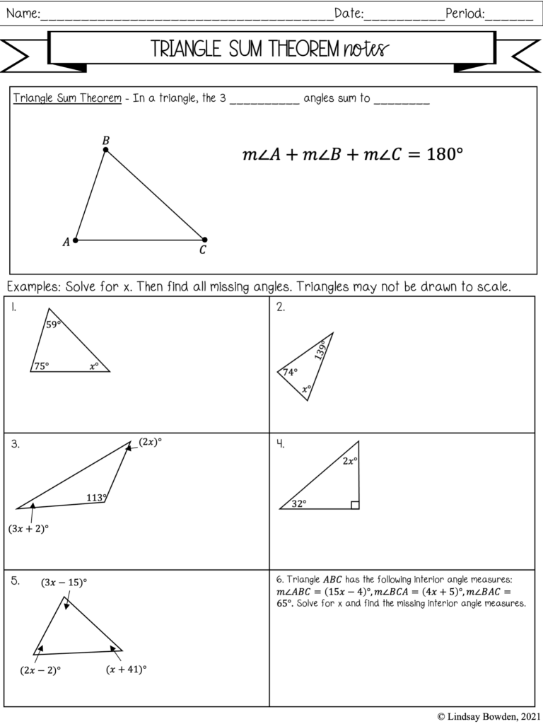 Triangle Sum Theorem Worksheet Answers Wiseinspire