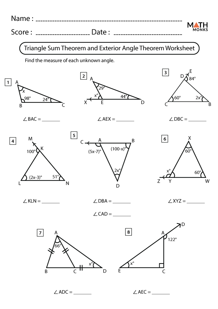 Triangle Sum Theorem Worksheet