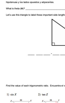 Trig Ratios And Solving For Missing Sides Of Triangles Notes Tpt