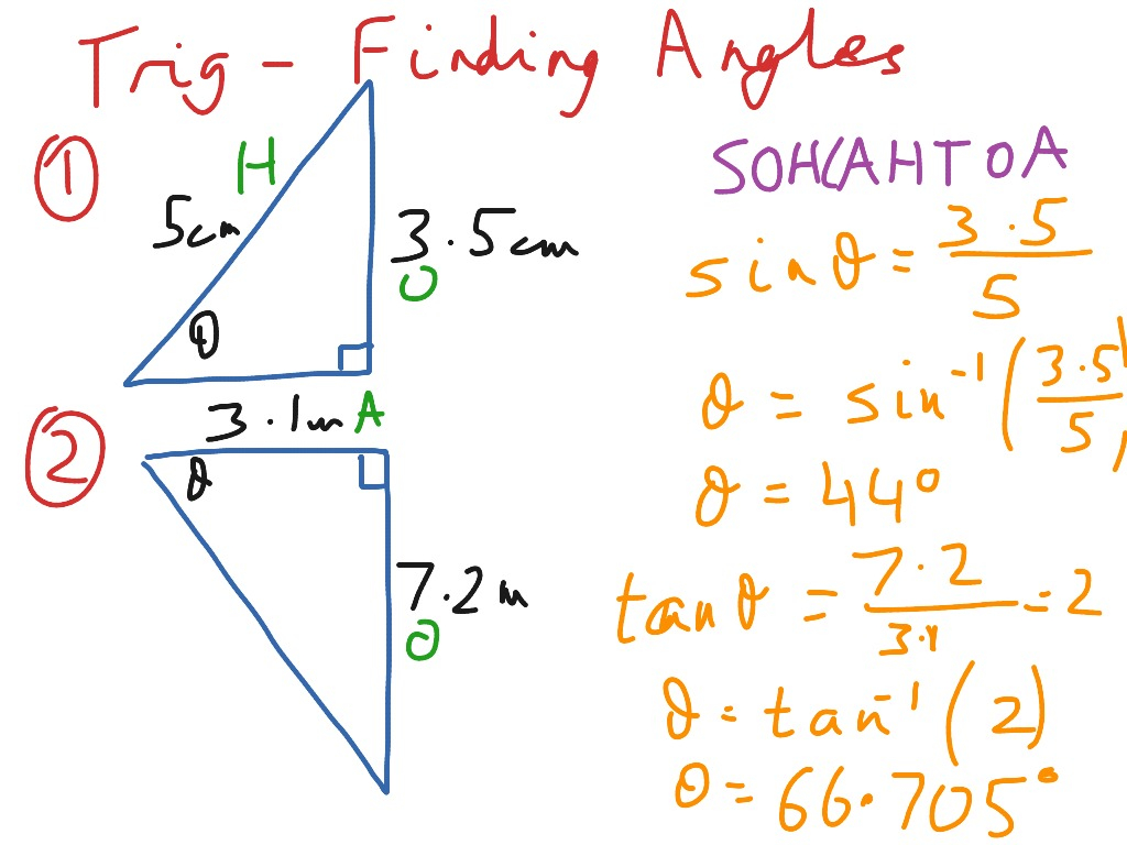 Trig Ratios Finding Angles And Using Inverse Ratios For Course Hero