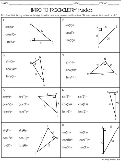 Trig Worksheets With Answer Key