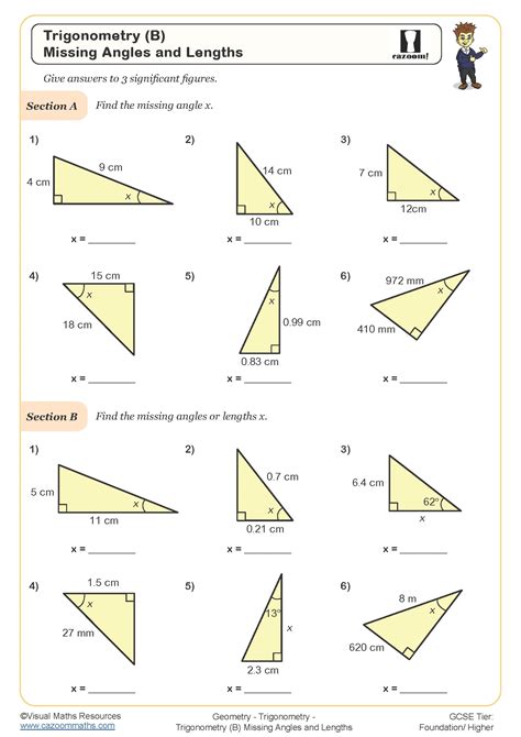 Trigonometry Finding Missing Angles Worksheet