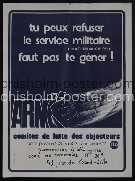 Tu Peux Refuser Le Service Militaire Faut Pas Te G Ner Original Vintage Poster Chisholm