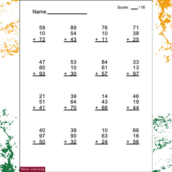 Two Digit Addition Worksheets 3 Addend Vertical Math Practice Problems