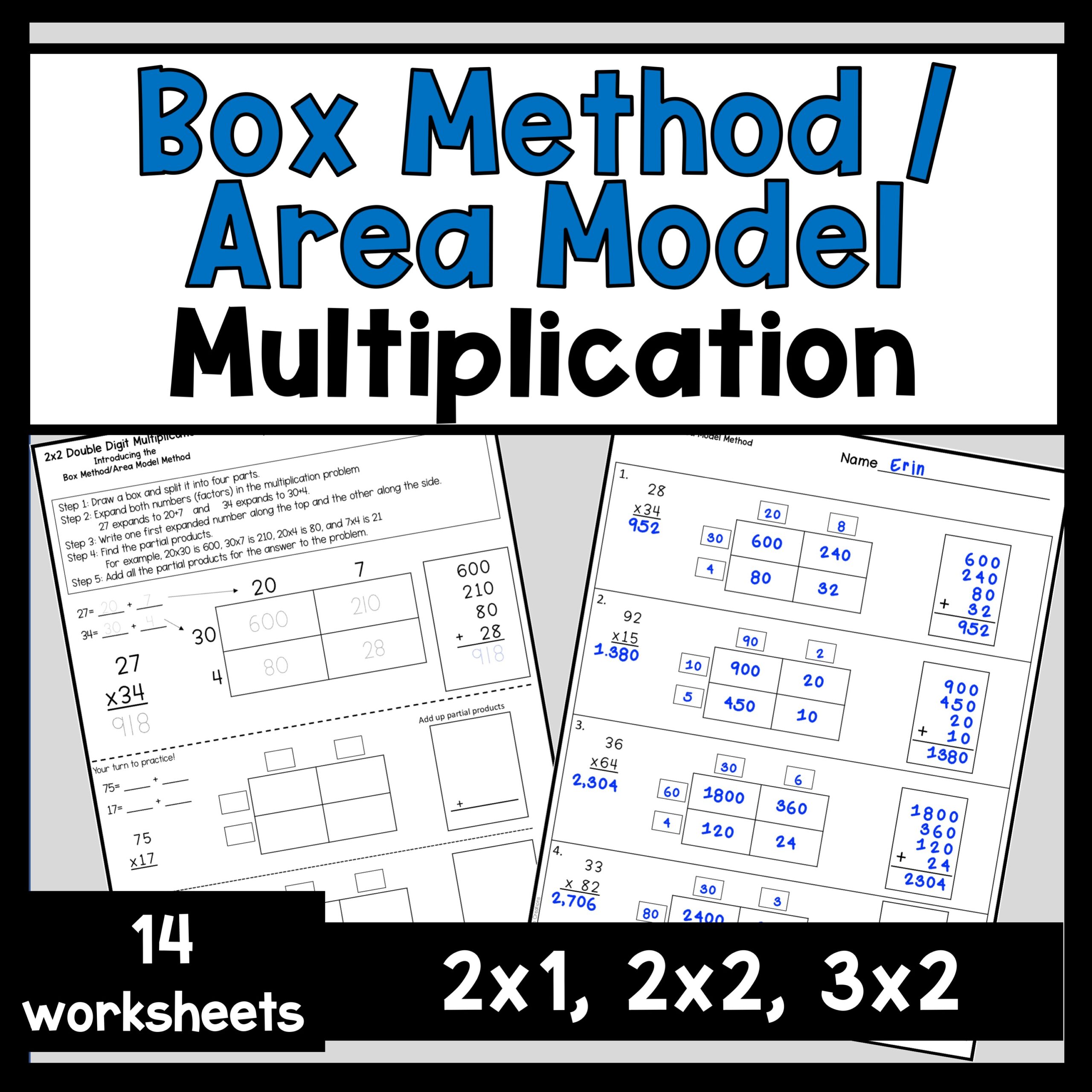 Two Digit Multiplication Box Method Area Model Multiplication Made