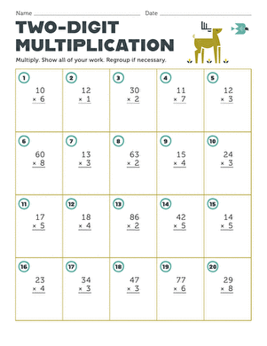 Two Digit Multiplication Interactive Worksheet Education Com