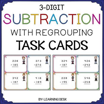 Two Digit Subtraction With Regrouping Task Cards Mrs Edgar