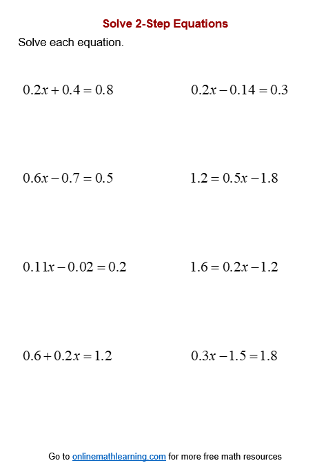 Master Two Step Equations with Decimals Easily